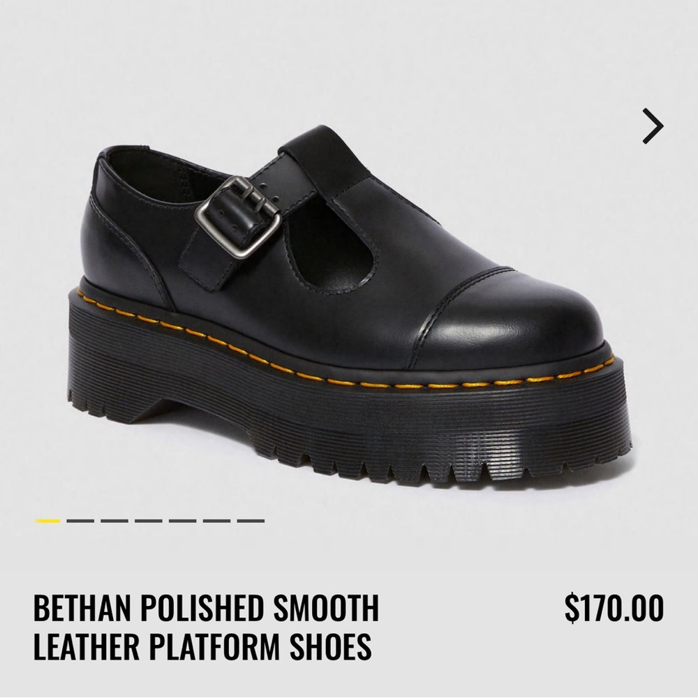 REAL Dr. Marten Bethan Polished Smooth Leather Platform Shoes